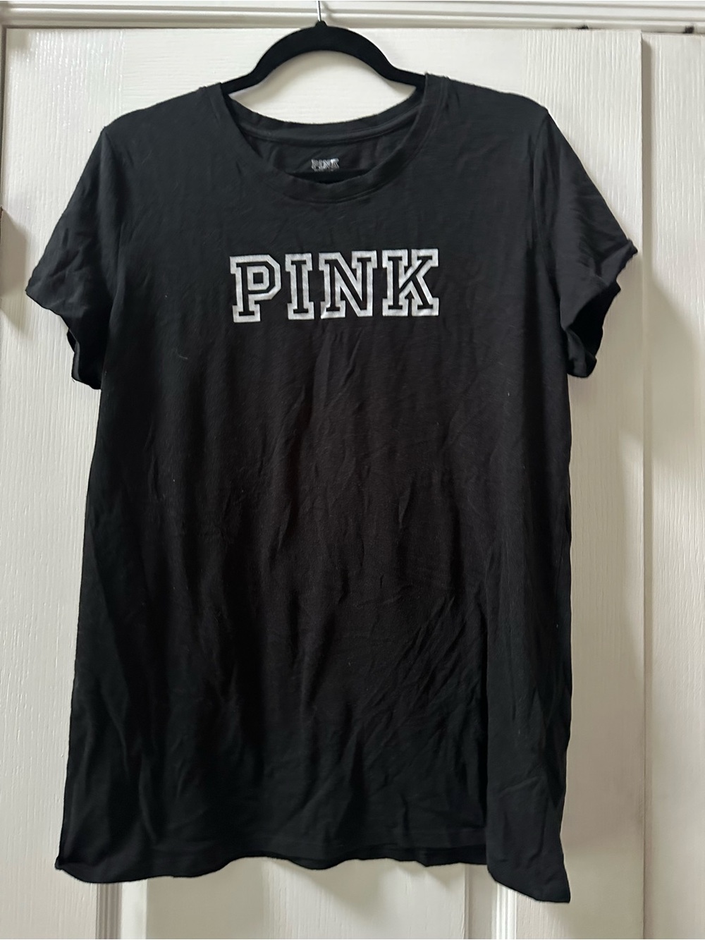 PINK Victoria's Secret Black Logo Short Sleeve Tee